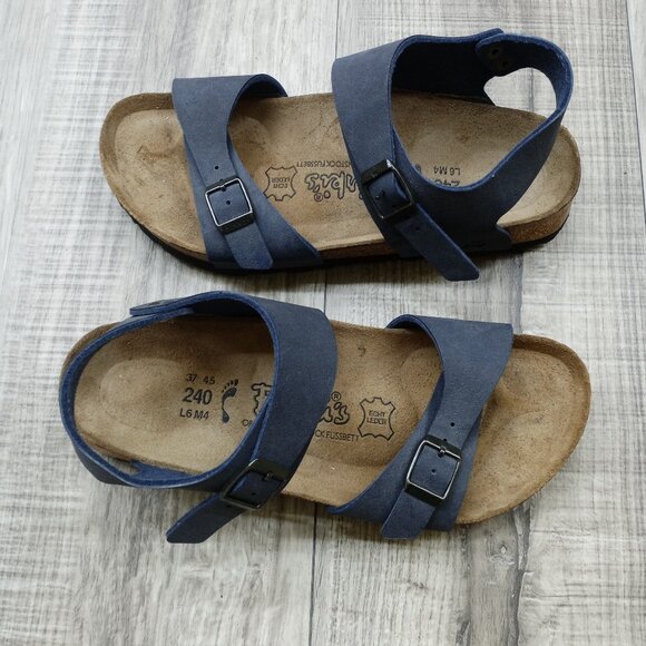 Birkenstock Double Monk Strap Suede Blue Size 6 - Picture 1 of 8